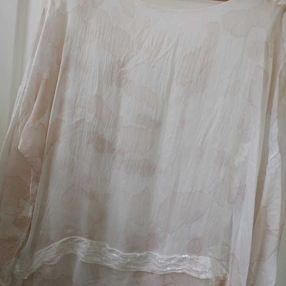 Via Veneto 🤍Made in Italy🤍 Silk Blend Flowy Boho Top ~ Size L - Picture 11 of 14